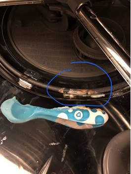 burnt plastic in dishwasher